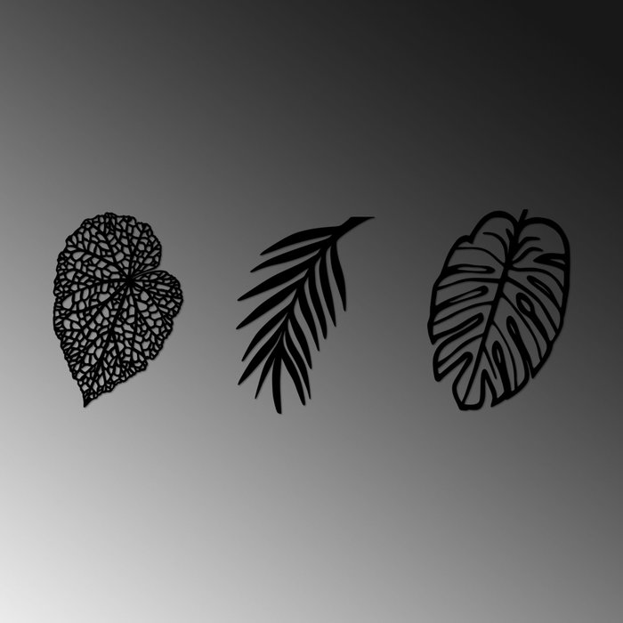 Wallity Leaves - 509 Escultura de pared de metal negra